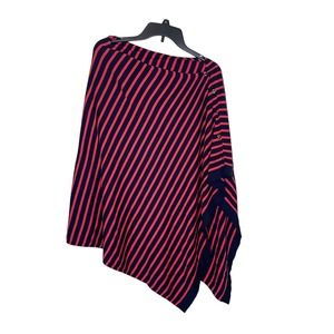 Lilly Pulitzer Women Poncho Wrap Cape Shawl Button Coral Stripe Red Medium/Large